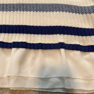White House Black Market blue/white sleeveless sweater sz S thumbnail 2