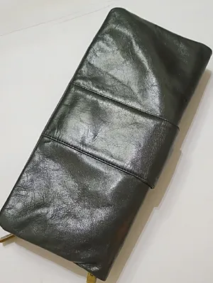 Hobo International Black Leather Clutch with Gold Ring Accent thumbnail 3