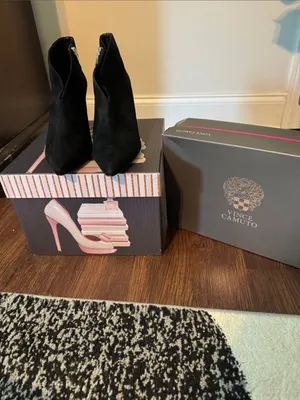 Vince Camuto Black Suede Pointed Ankle Booties thumbnail 7