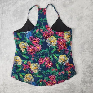 Lavender Brown Womens Silk Floral Cami Tank Top Made In USA Size M Medium thumbnail 7