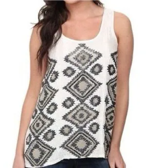 Stetson White‎ Silver Tank Top Beaded Aztec Western Double layer NFR rodeo small thumbnail 1