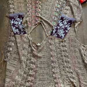 Free People Fressia Pullover Sweater Boho Tunic Mixed Knit Embroidered M/L thumbnail 9