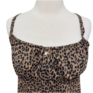 LANDS END Tankini 10 Cheetah Print Tan Black Swimsuit Top Adjustable Straps NEW thumbnail 2