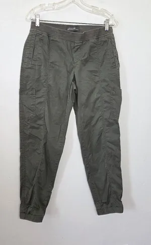 Eddie Bauer Women's Laid-back Twill Jogger Pant Dark Cool Green Size 8 Medium thumbnail 1