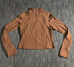 Lululemon Ribbed Nulu Cropped Define Jacket Lightweight Soft Roasted Brown Sz 12 thumbnail 1