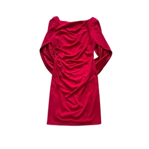 Betsy & Adam Jordan Cape Sleeve Crepe Sheath Midi Dress Size 12 Red Cocktail thumbnail 3