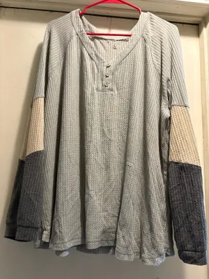 No tag blue waffle knit long sleeve shirt thumbnail 1