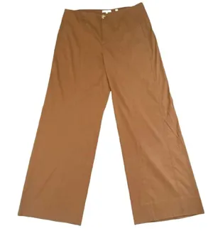 Vince High Waist Straight Leg Pant in Pecan Tan Linen Blend Minimal Plus Size 14 thumbnail 2