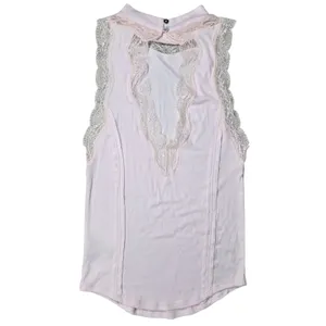 Free People Dale‎ Tank Top Ballet Ribbed Lace Open Back Pink OB980491 M thumbnail 2