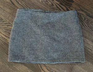 Brandy Melville wool gingham black and white checkered mini skirt thumbnail 1