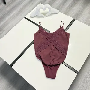 ✨ Abercrombie & Fitch Plum Lace-Trim Cami Bodysuit | Size SP ✨ thumbnail 6