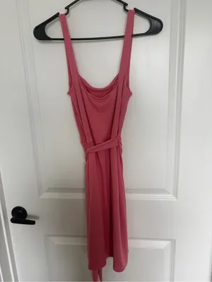 Aritzia Pink Square-Neck Ruched Tulip Mini Dress thumbnail 4