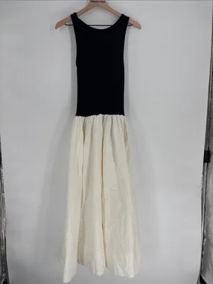 Reformation Black Tank Midi Dress with Cream Skirt small thumbnail 3