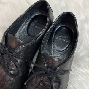 Dansko Black & Brown Leather Animal Print‎ Oxfords Size 38 7/7.5 B35 thumbnail 4