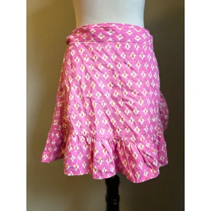 Aerie Pink Geometric Print Ruffle Wrap‎ Mini Skirt L boho y2k Flowy fairy linen thumbnail 2