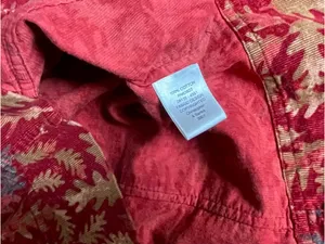 Red Leaf Print Corduroy‎ Jacket XL Autumn Cottagecore 100% Soft Cotton Button Up thumbnail 5