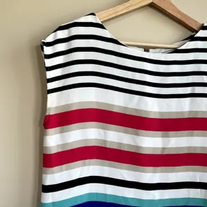 LOFT colorful striped sleeveless midi‎ dress women's size 6T beachy summer y2k thumbnail 2