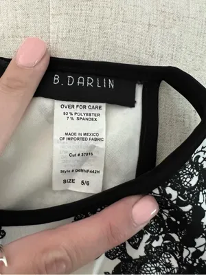 B Darlin White Halter Mini Dress with Black Lace Print thumbnail 2