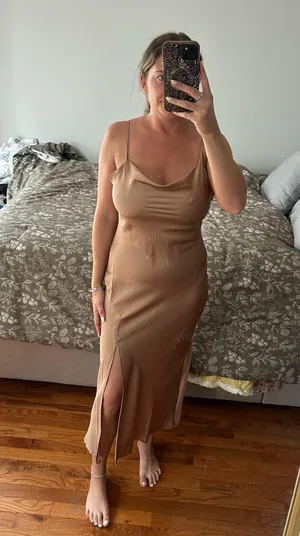 Gold slip dress thumbnail 2