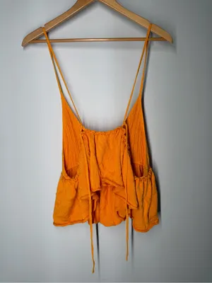 Kimchi Blue Tie Back Babydoll Crop Knit Cami Orange Boho Festival‎ Open Back Top thumbnail 7