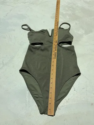 Aerie Olive Cutout One-Piece full coverage Swimsuit small thumbnail 2