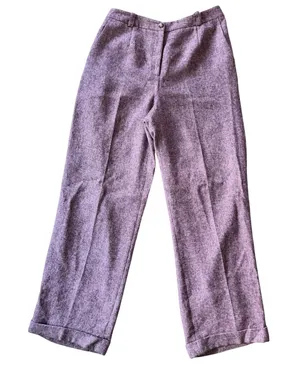 The Look Randolph Duke Trousers Womens 10 Purple Good Vintage Wide Leg Cuffed thumbnail 1