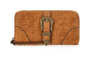 Jessica Simpson Daphne Zip Around Wallet Wristlet Wheat Tan Western Boho NWT thumbnail 1