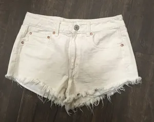 American Eagle Americana Hi-rise festival cutoff white denim shorts thumbnail 1