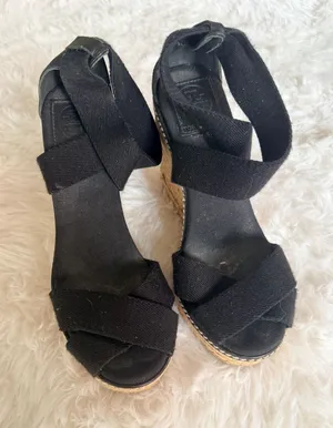 Tory Burch Adonis Elastic High Wedge Espadrilles in Black thumbnail 1