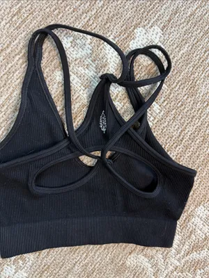 Black Ribbed Strappy Bralette - Women Intimates & Sleepwear thumbnail 2