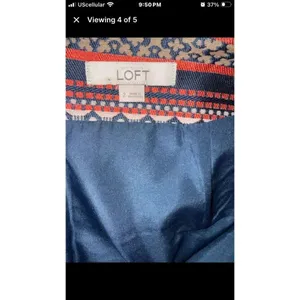 Loft Red & Tan Geometic Striped Midrise A-Line Skirt size 2 Academia 773 thumbnail 4