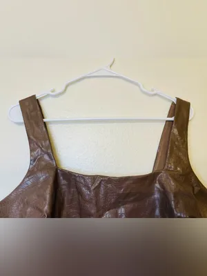 Express NWT Body Contour Croc Faux Leather Square Neck Cropped Tank‎ Top Size XL thumbnail 3