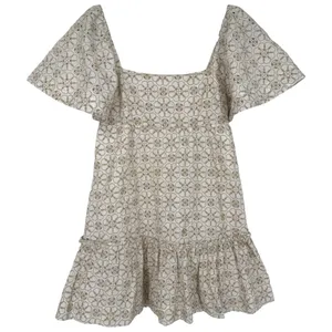 Anthropologie Maeve Smocked Tunic Floral‎ Embroidered Mini Dress Ivory Size XXS thumbnail 4