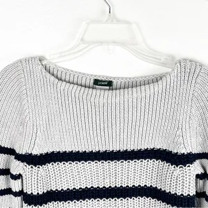 J. CREW Gray Striped Ripplestitch Knit Sweater Size Small Preppy Nautical Casual thumbnail 8