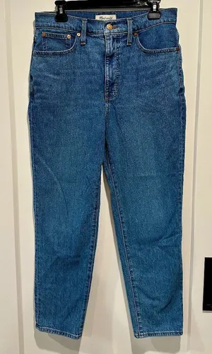 Madewell The Momjean High Rise Tapered Ankle Jeans Blue 29 thumbnail 1