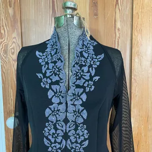 Vintage Beaded Sheer Festive Witchy Whimsy Goth Floral Beaded Top Sz Small thumbnail 3