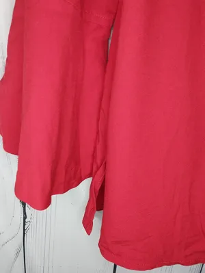 Free people Red Draped Wrap Front Long Sleeve Effortlessly Casual Women's Top thumbnail 3