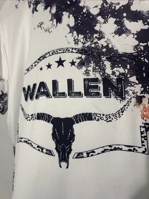Source Unknown Morgan Wallen Country Music Graphic Tee Bleach Splash Pattern Sz XL thumbnail 3