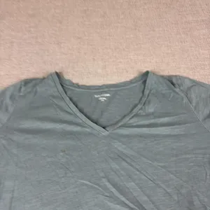 Eileen Fisher Shirt Womens M Blue V-Neck Short Sleeve Organic Cotton Jersey Top thumbnail 4
