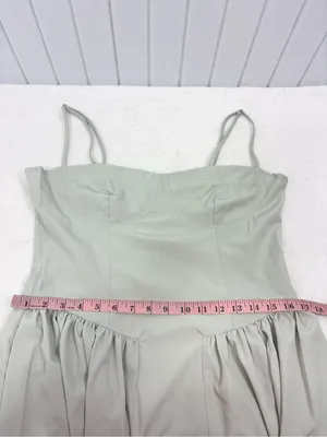RIHOAS Sage Green Square Neck Pocket Slip Bustier Midi Dress Size L thumbnail 8