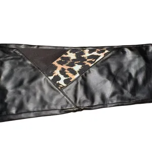 Edgy alternative black shiny mesh & animal print leggings thumbnail 4