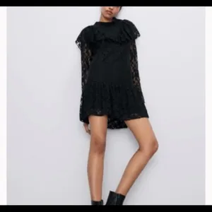 Zara Black Lace Ruffle Yoke Mini Dress thumbnail 6