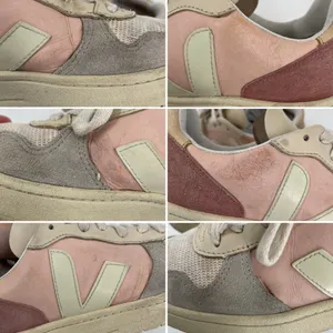 VEJA V-10 Multico Nude Colorblock Sneakers Suede Leather Pink Blue Cream Size 8 thumbnail 11