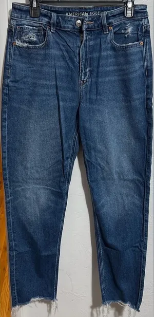 #28 NWOT American Eagle Outfitters Strigid Blue Denim Mom Jeans Size 8R thumbnail 1