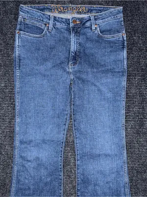 Wrangler Retro High Rise Trouser Stretch Jeans 30 x 34 Dark Blue Denim Western thumbnail 4