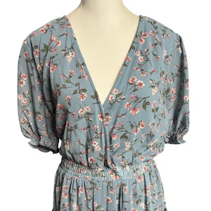 WAYF Dusty Blue Floral Mini Dress XL NWT Wedding Guest Garden Party thumbnail 3