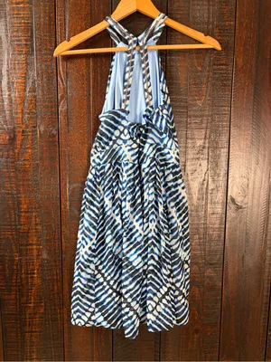 Calvin Klein Blue Printed Halter Fit & Flare Dress NWT 4P thumbnail 4