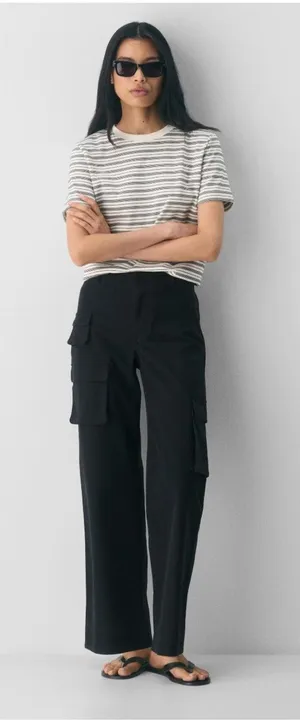 Aritzia Wilfred Free Picture Cargo Pant Black‎ Wide Leg Utility Size 10 thumbnail 1