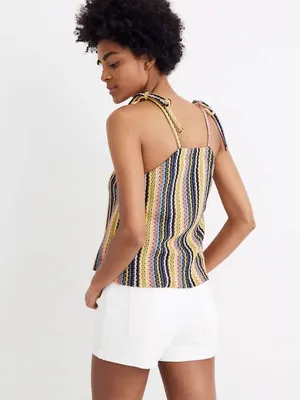 Madewell Texture & Thread Striped Tie Strap Tank Top Size Small Boho Crochet thumbnail 6
