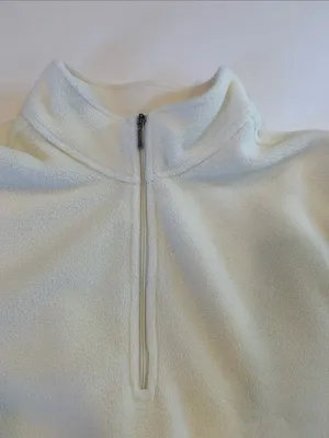 L.L. Bean Women's XL Extra Large Cream Mock Neck Quarter Zip Fleece Pullover thumbnail 3